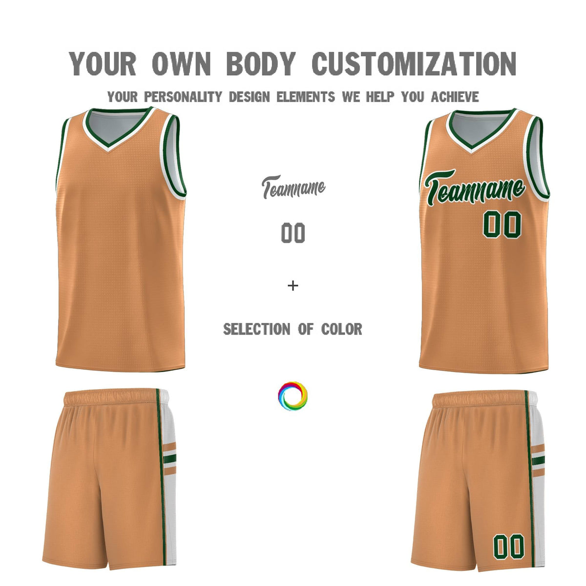 Custom Youth Basketball Jersey - Buckskin Brown White Personalized Varsity Two-Tone Uniform