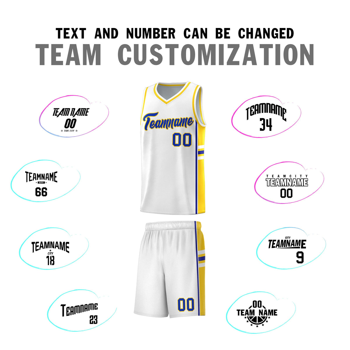 Custom Youth Basketball Jersey - White Fluorescent Yellow Two-Tone Varsity Jersey Set