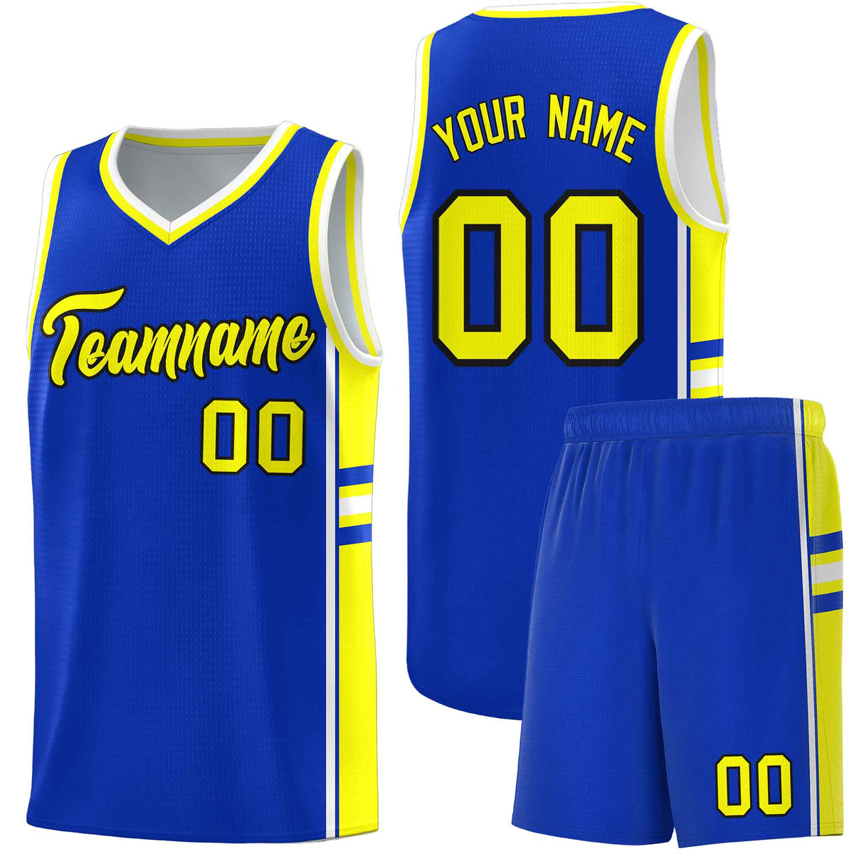 Custom Youth Basketball Jersey - Royal Fluorescent Yellow Two-Tone Classic Varsity Uniform