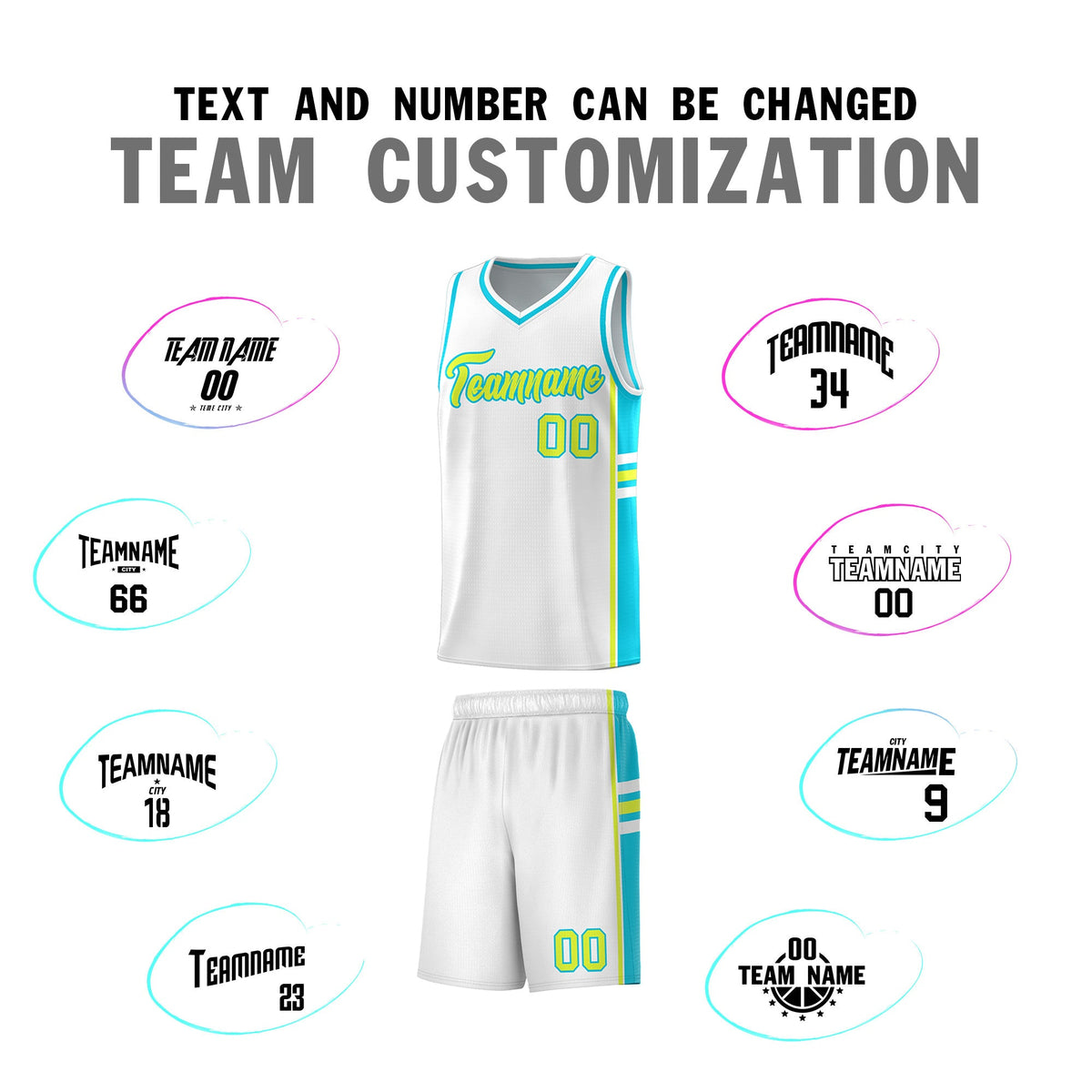 Custom Youth Basketball Jersey - White Sky Blue Two-Tone Varsity Jersey Set