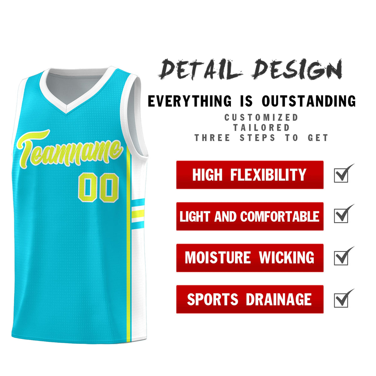 Custom Youth Basketball Jersey - Sky Blue White Personalized Varsity Two-Tone Uniform