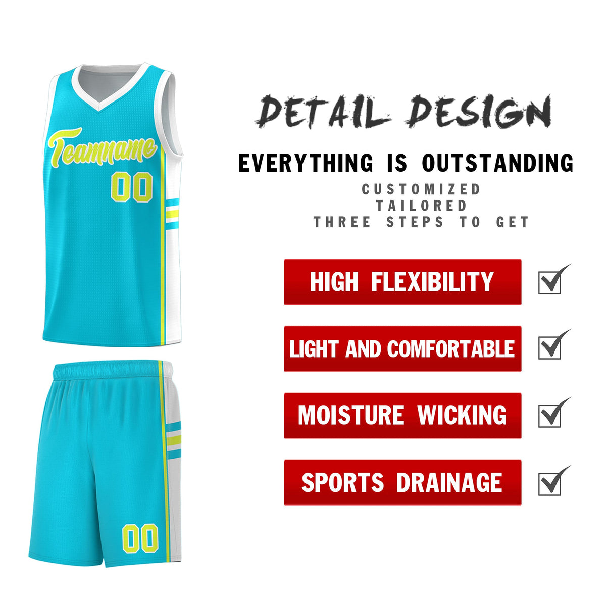 Custom Youth Basketball Jersey - Sky Blue White Personalized Varsity Two-Tone Uniform