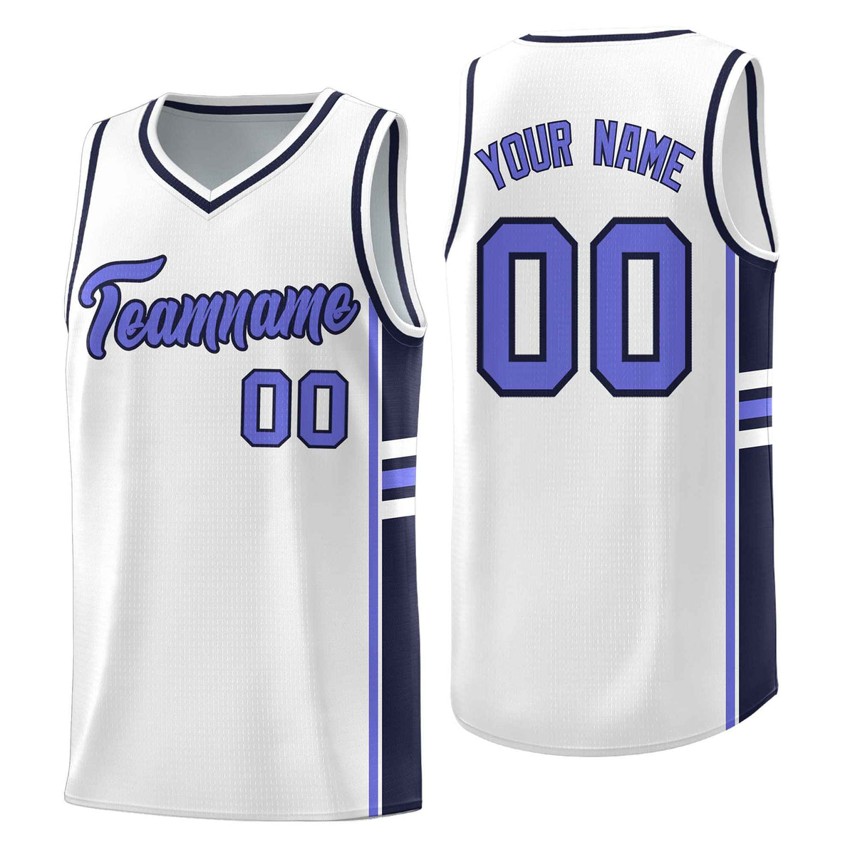 Custom Youth Basketball Jersey - White Navy Two-Tone Varsity Jersey Set