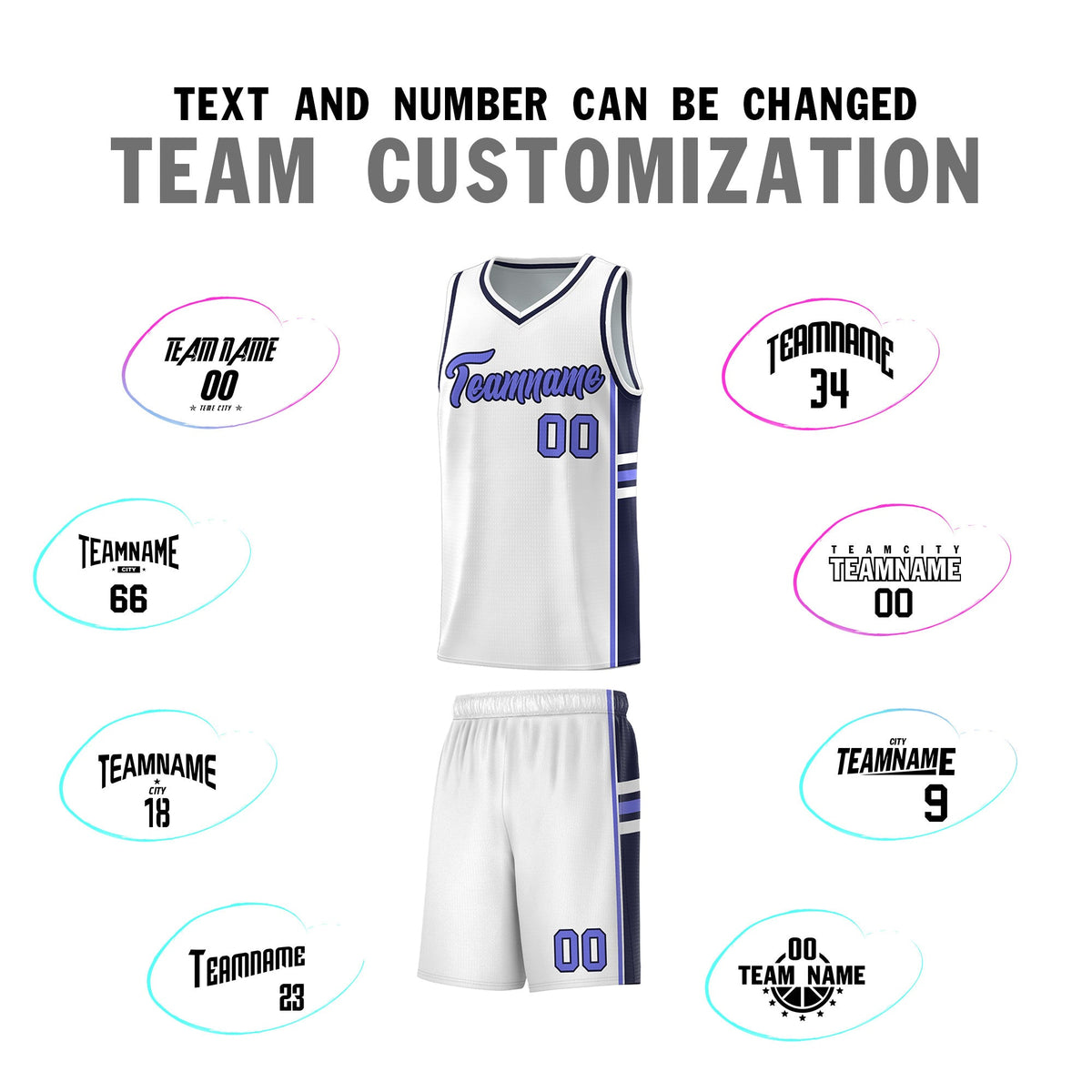 Custom Youth Basketball Jersey - White Navy Two-Tone Varsity Jersey Set