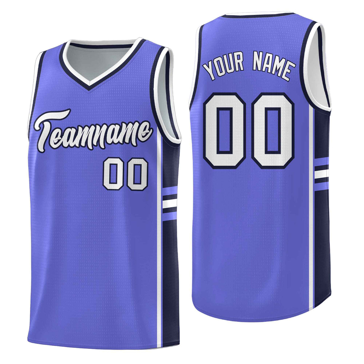 Custom Youth Basketball Jersey - Purple Navy Two-Tone Classic Varsity Uniform