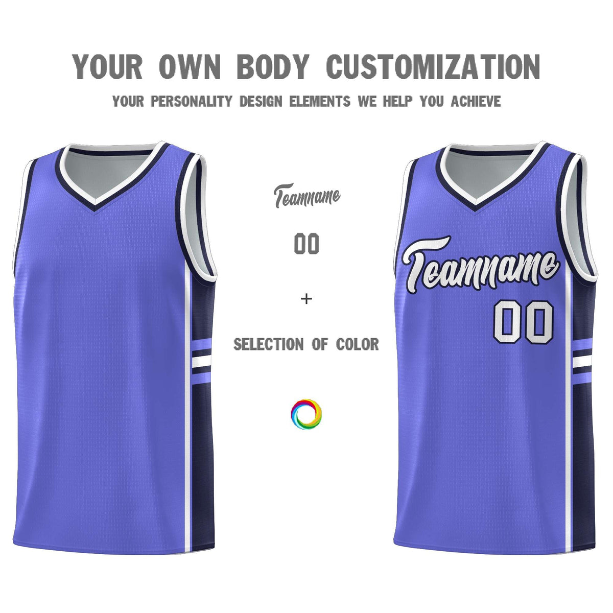 Custom Youth Basketball Jersey - Purple Navy Two-Tone Classic Varsity Uniform