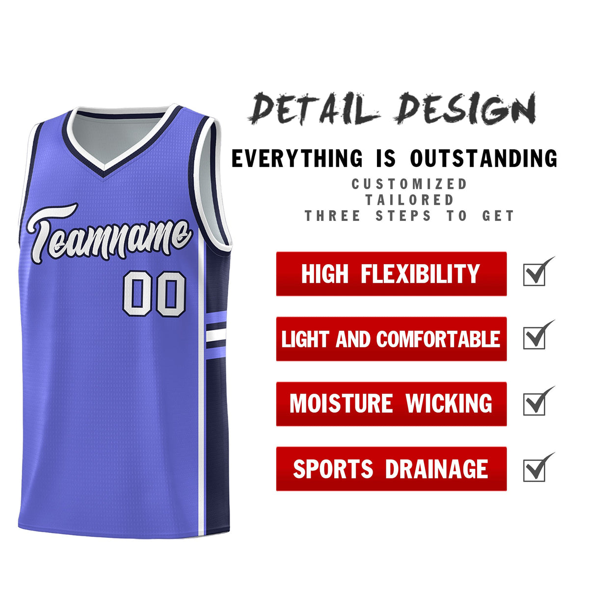 Custom Youth Basketball Jersey - Purple Navy Two-Tone Classic Varsity Uniform