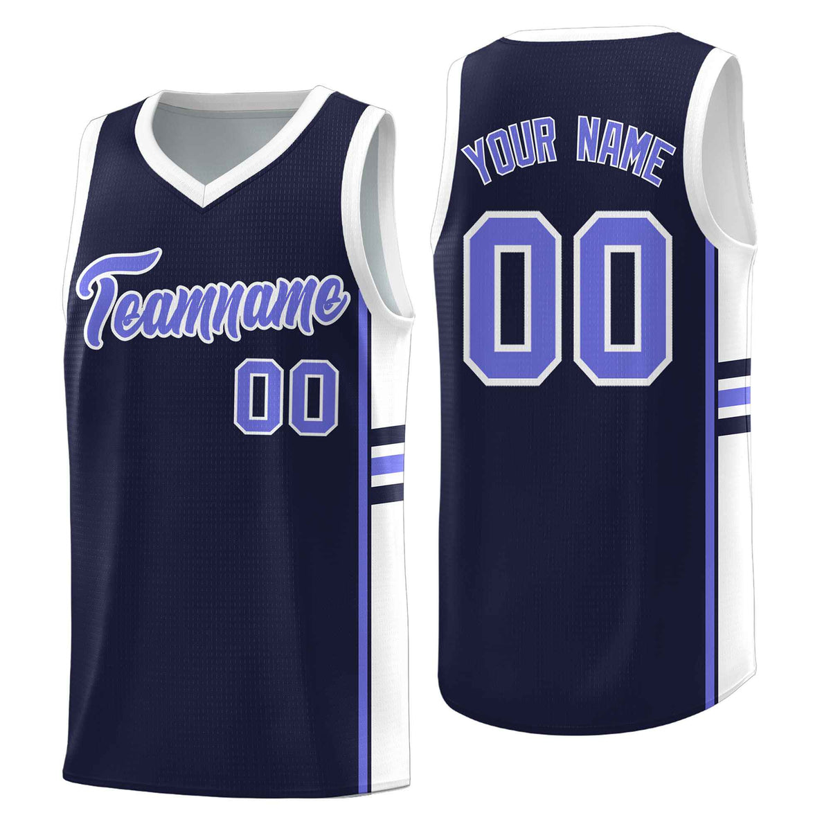 Custom Youth Basketball Jersey - Navy White Personalized Varsity Two-Tone Uniform