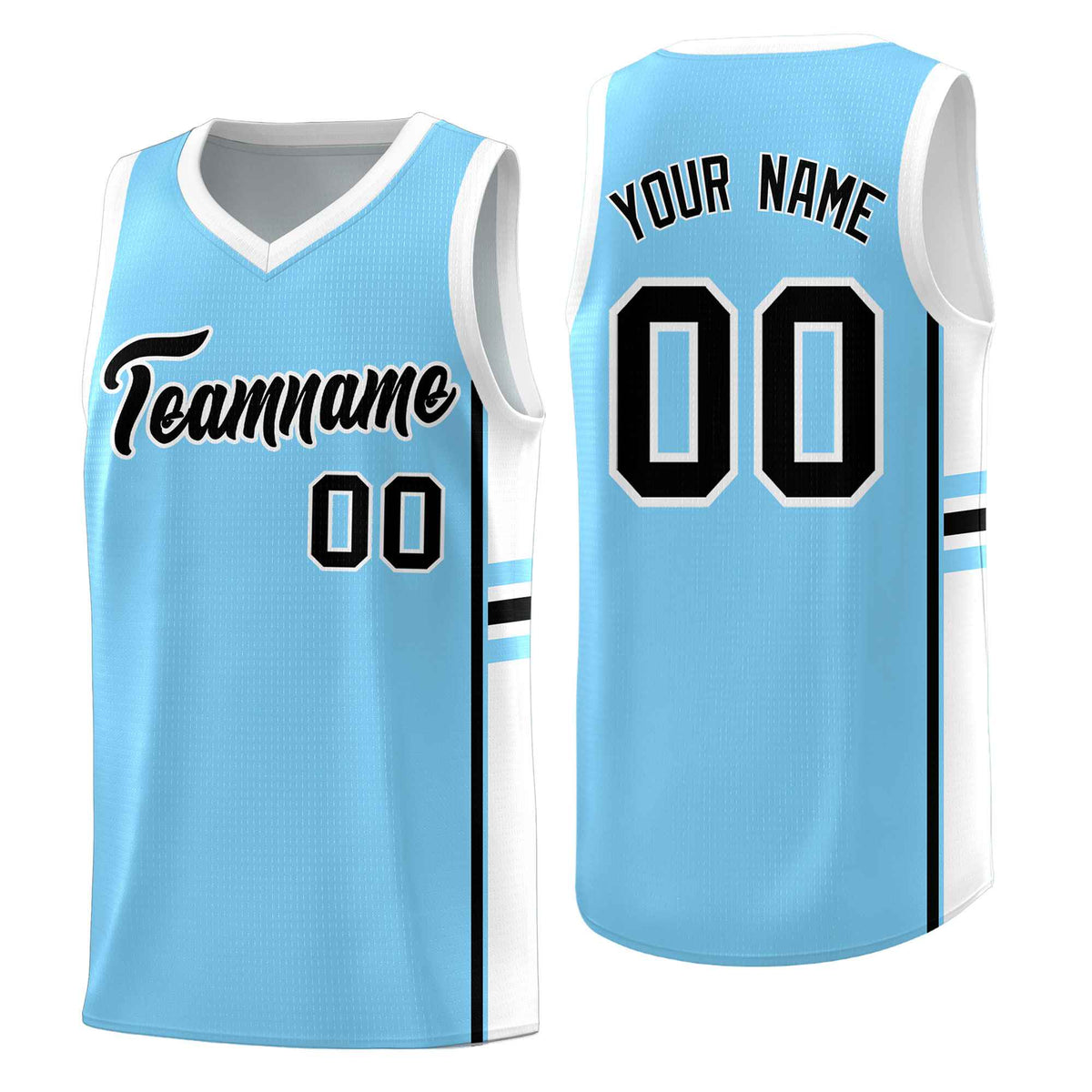 Custom Youth Basketball Jersey - Light Blue White Personalized Varsity Two-Tone Uniform