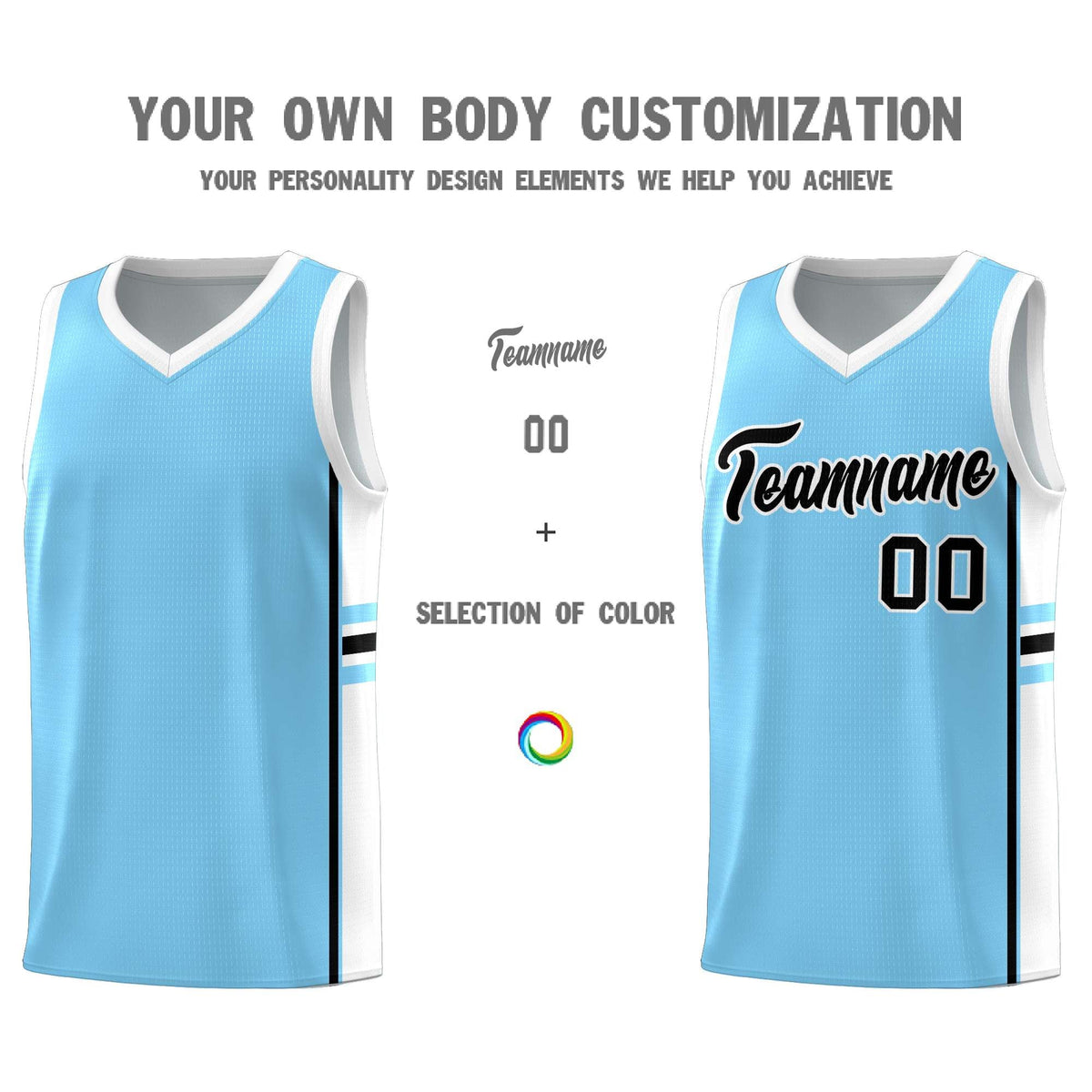 Custom Youth Basketball Jersey - Light Blue White Personalized Varsity Two-Tone Uniform
