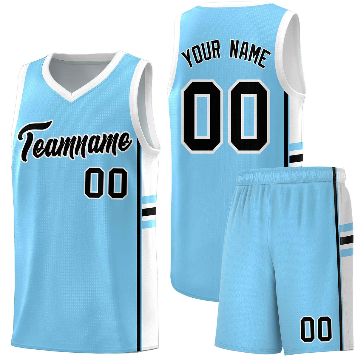 Custom Youth Basketball Jersey - Light Blue White Personalized Varsity Two-Tone Uniform