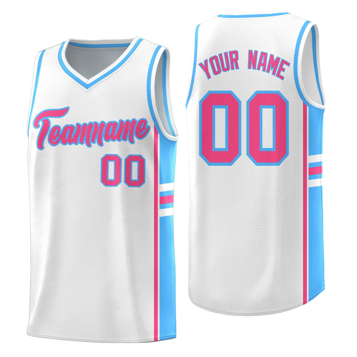 Custom Youth Basketball Jersey - White Powder Blue Two-Tone Varsity Jersey Set