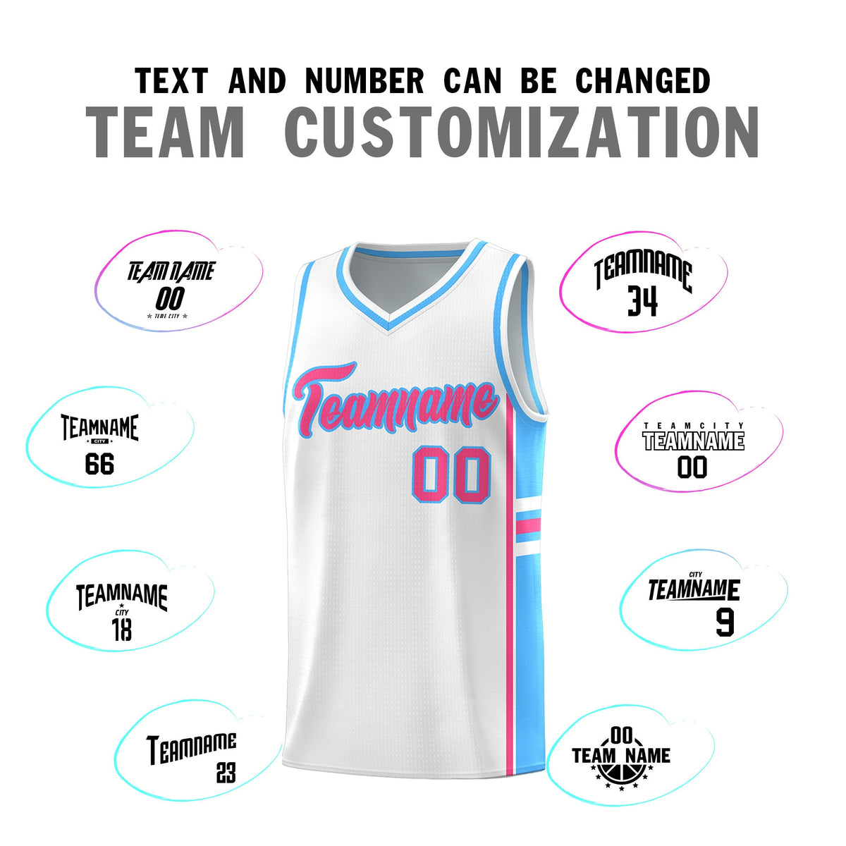 Custom Youth Basketball Jersey - White Powder Blue Two-Tone Varsity Jersey Set