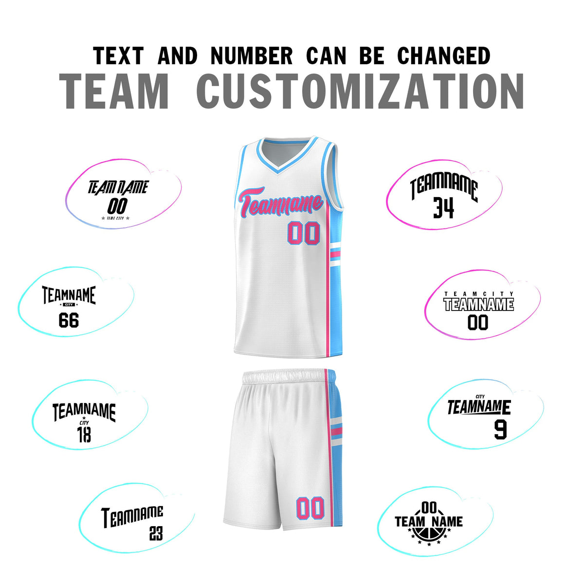 Custom Youth Basketball Jersey - White Powder Blue Two-Tone Varsity Jersey Set