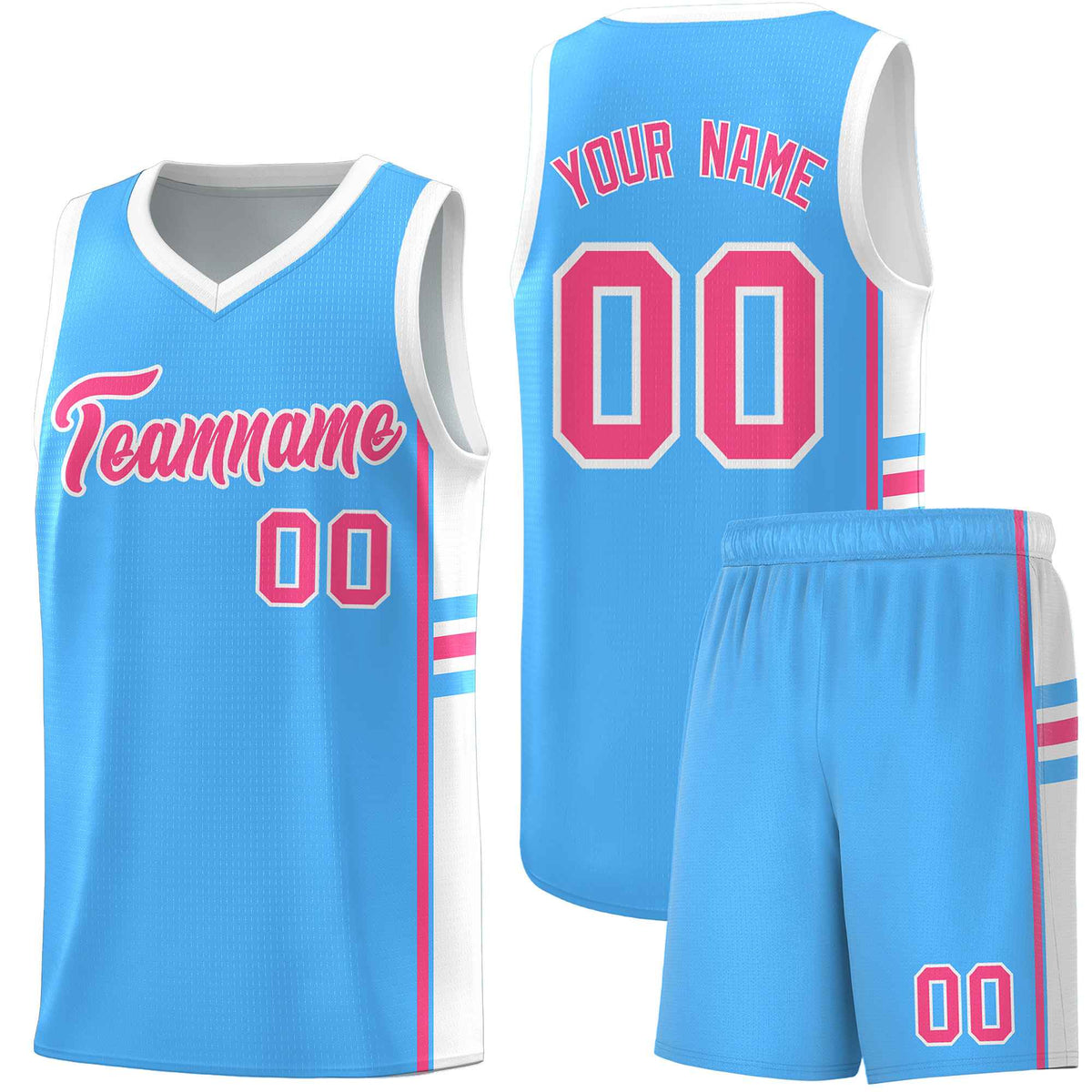 Custom Youth Basketball Jersey - Powder Blue White Personalized Varsity Two-Tone Uniform