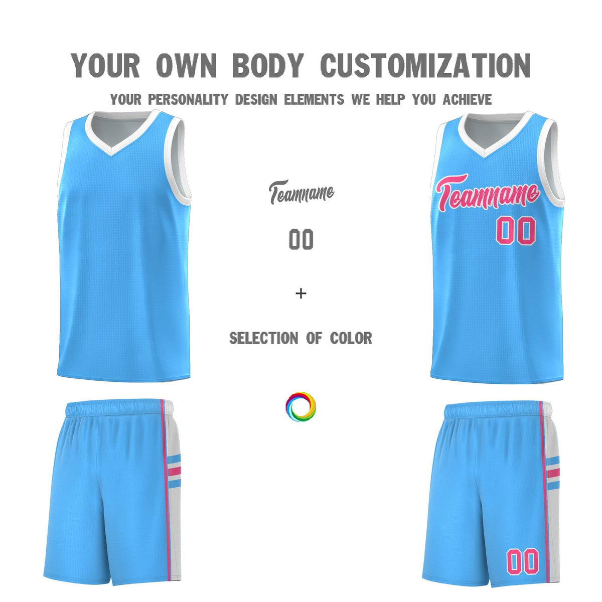 Custom Youth Basketball Jersey - Powder Blue White Personalized Varsity Two-Tone Uniform