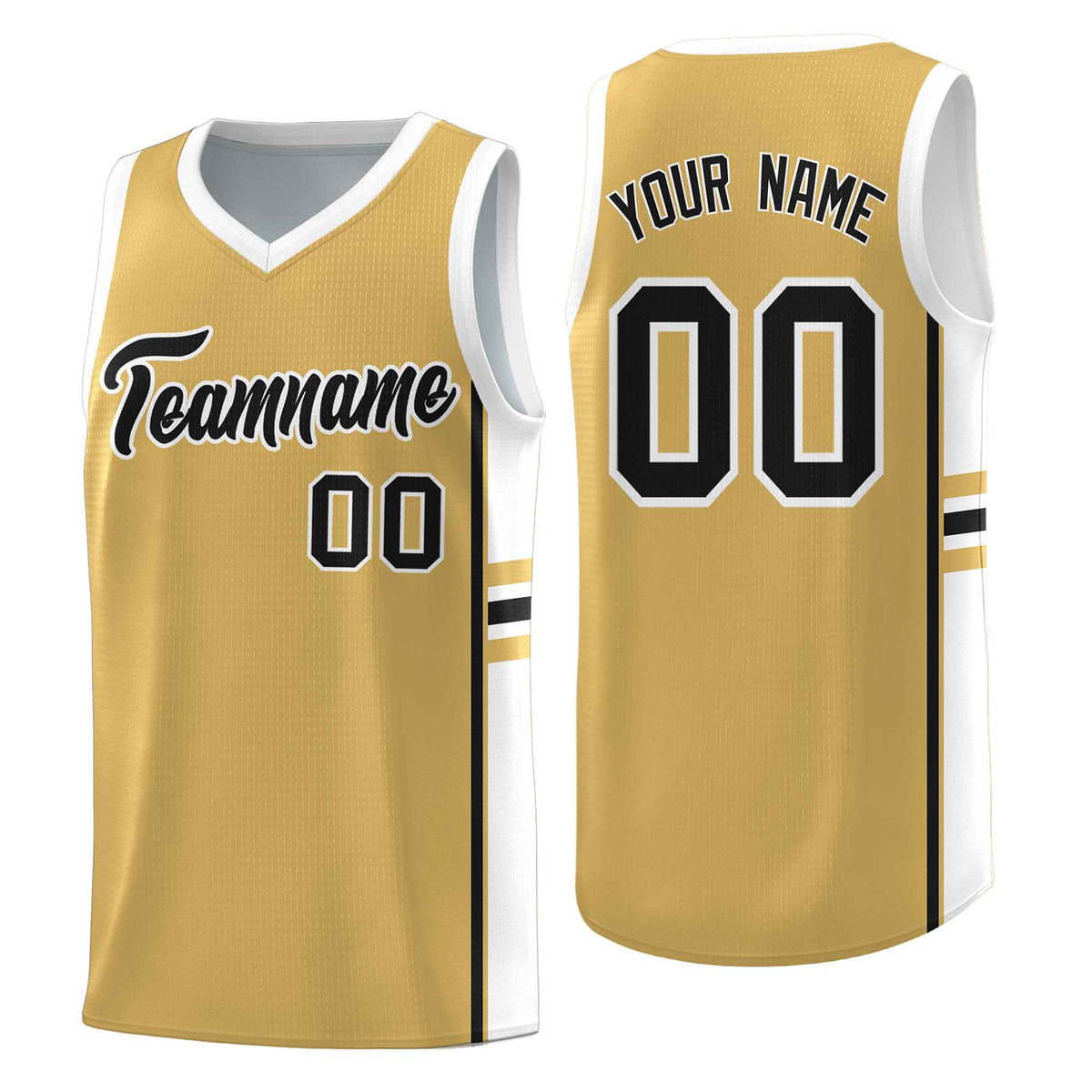 Custom Youth Basketball Jersey - Old Gold White Personalized Varsity Two-Tone Uniform