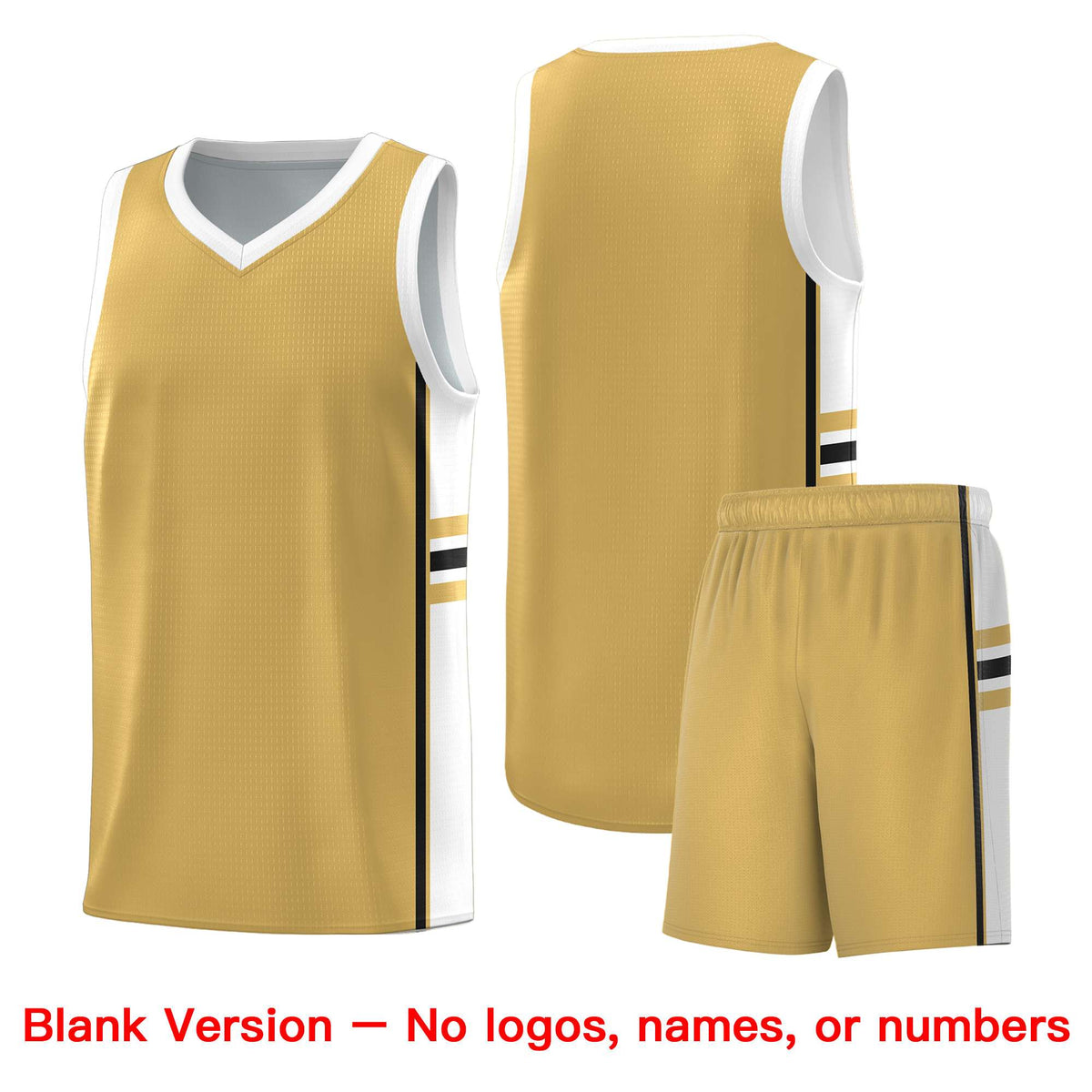 Custom Youth Basketball Jersey - Old Gold White Personalized Varsity Two-Tone Uniform