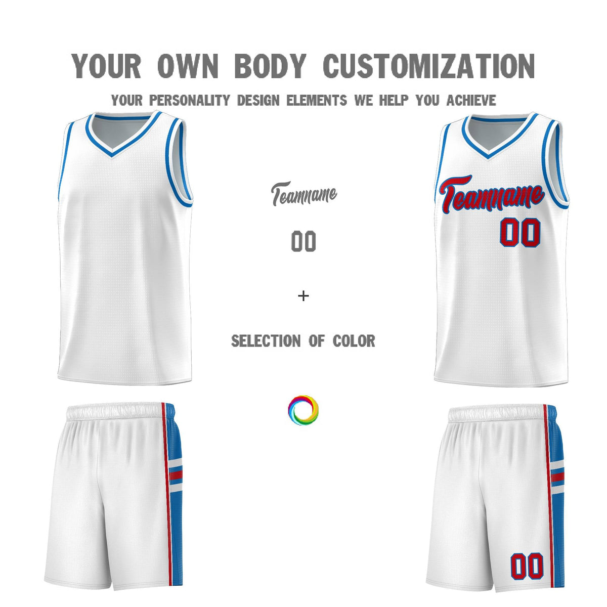 Custom Youth Basketball Jersey - White Royal Two-Tone Varsity Jersey Set