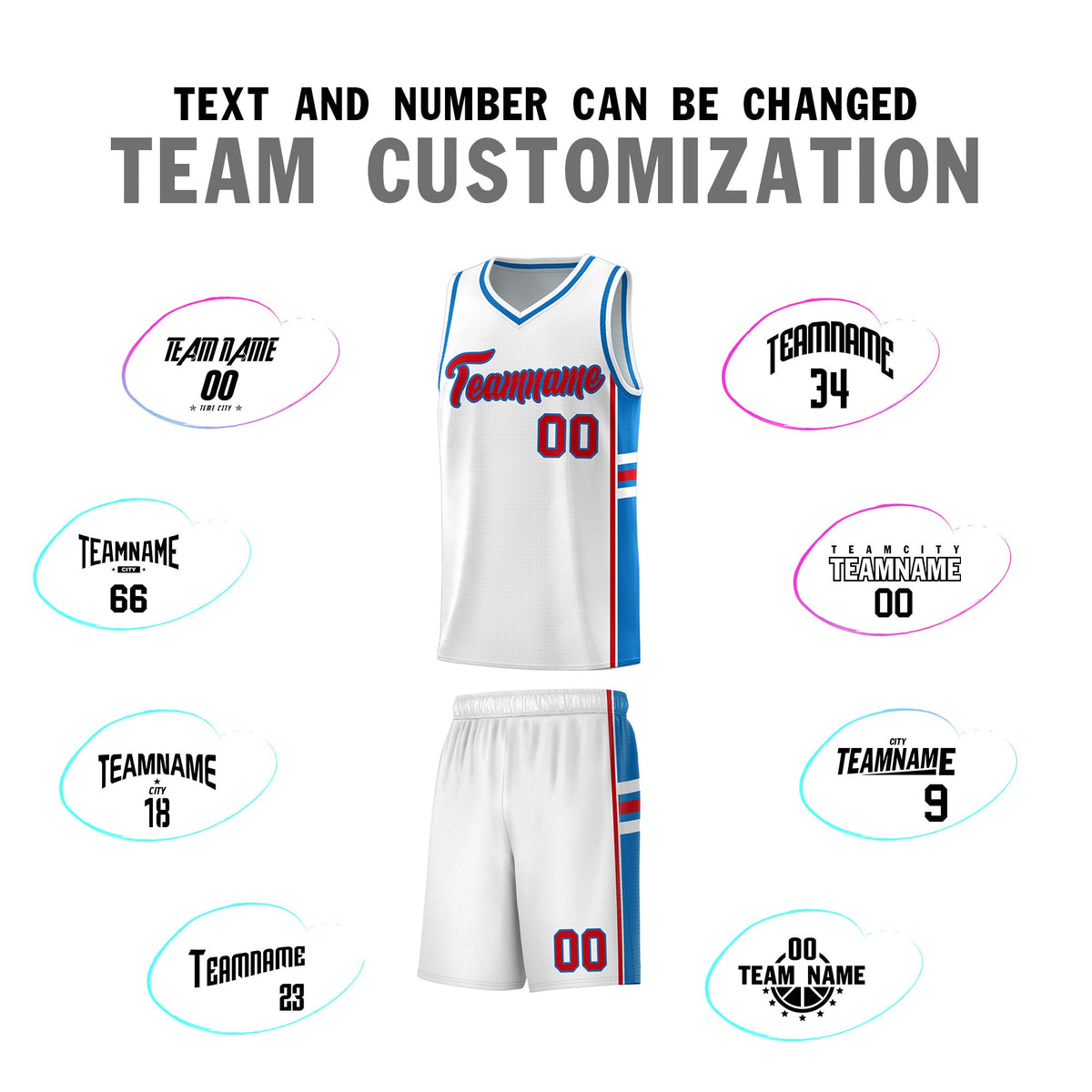 Custom Youth Basketball Jersey - White Royal Two-Tone Varsity Jersey Set