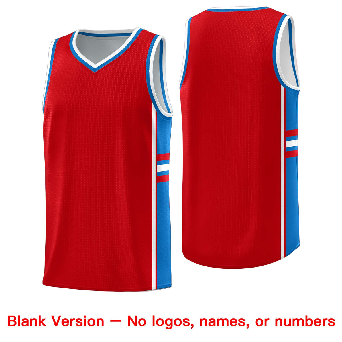 Custom Youth Basketball Jersey - Red Royal Two-Tone Classic Varsity Uniform