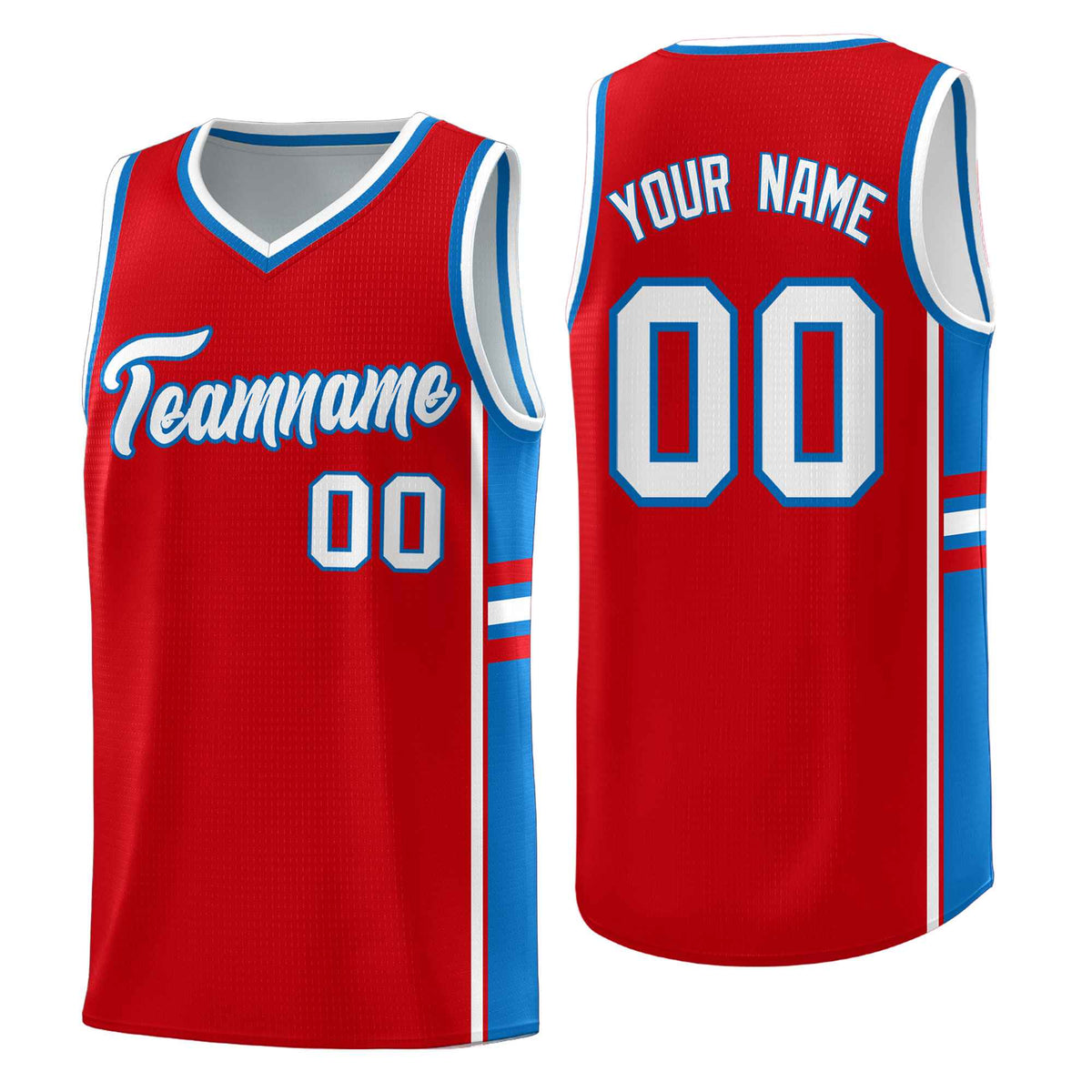 Custom Youth Basketball Jersey - Red Royal Two-Tone Classic Varsity Uniform
