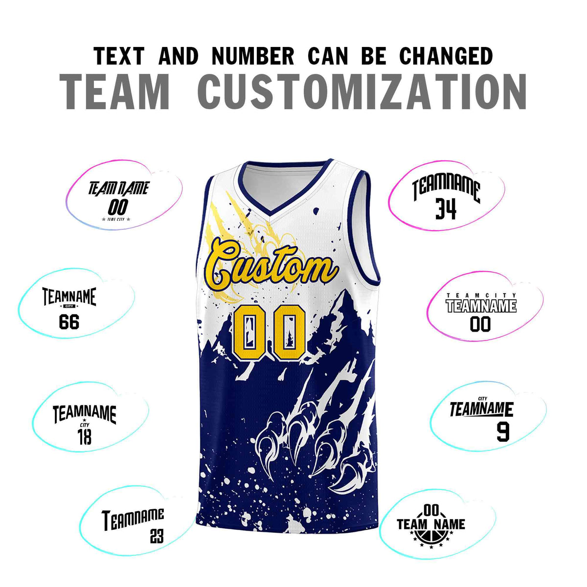 Custom White Navy Snow Mountain Beast Pattern Sports Uniform Basketball Jersey| KXKSHOP