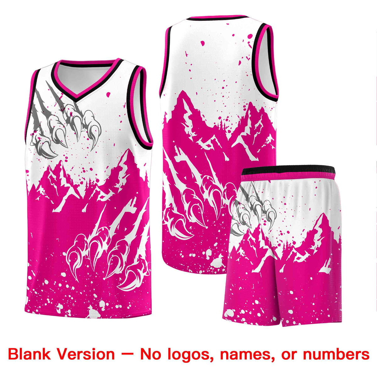 Custom White Pink Snow Mountain Beast Pattern Sports Uniform Basketball Jersey| KXKSHOP