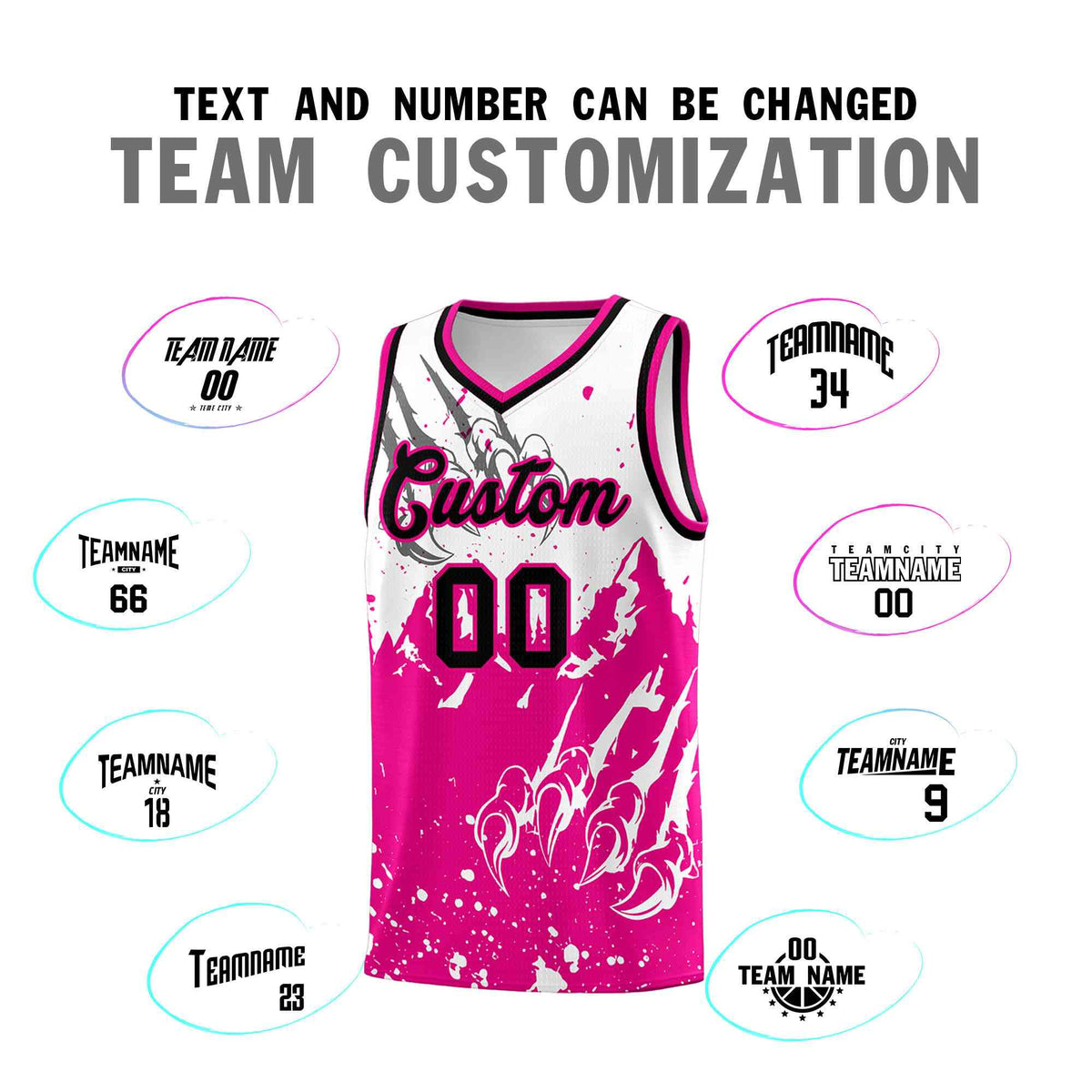 Custom White Pink Snow Mountain Beast Pattern Sports Uniform Basketball Jersey| KXKSHOP