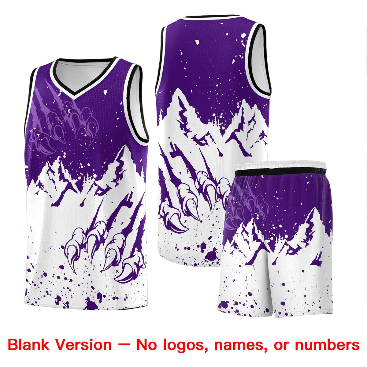Custom Purple White Snow Mountain Beast Pattern Sports Uniform Basketball Jersey| KXKSHOP