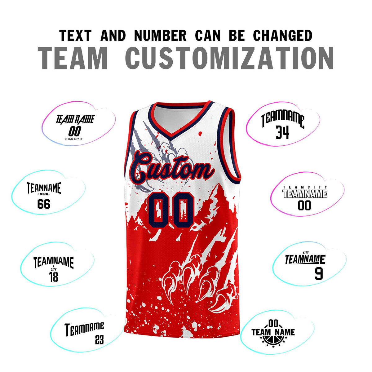Custom White Red Snow Mountain Beast Pattern Sports Uniform Basketball Jersey| KXKSHOP