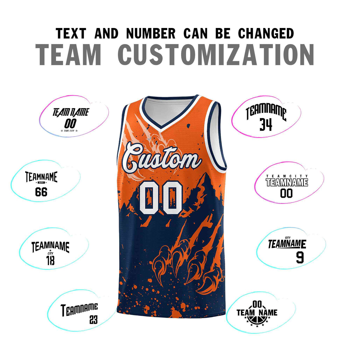 Custom Orange Navy Snow Mountain Beast Pattern Sports Uniform Basketball Jersey| KXKSHOP