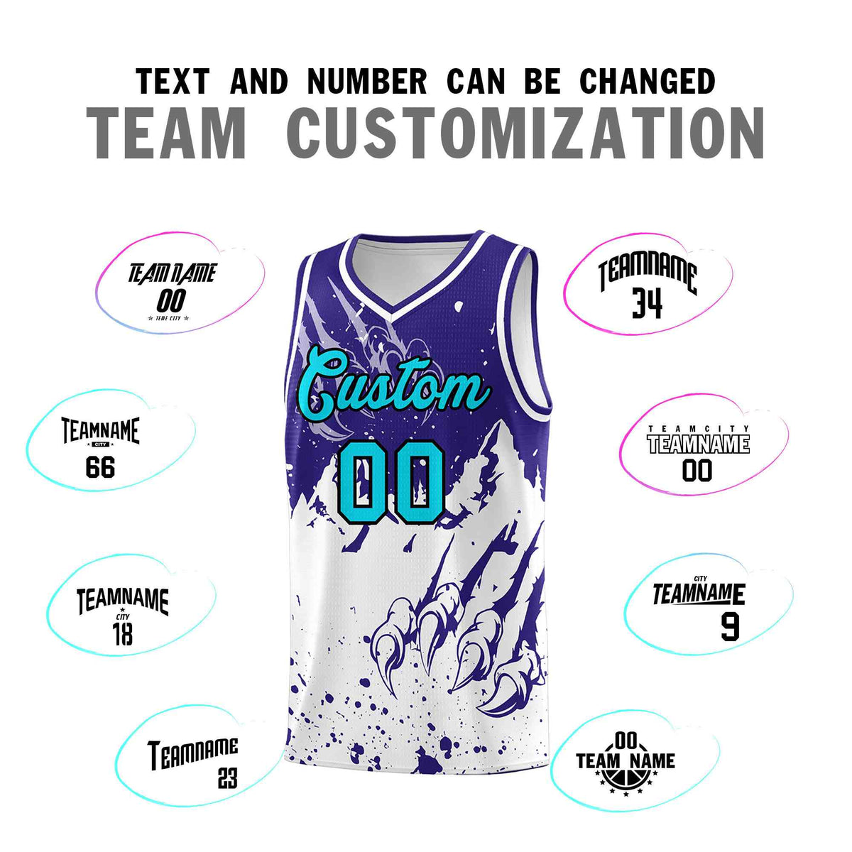 Custom Royal White Snow Mountain Beast Pattern Sports Uniform Basketball Jersey| KXKSHOP