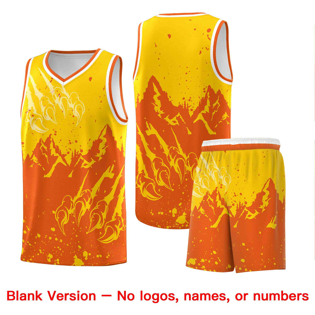 Custom Gold Orange Snow Mountain Beast Pattern Sports Uniform Basketball Jersey| KXKSHOP