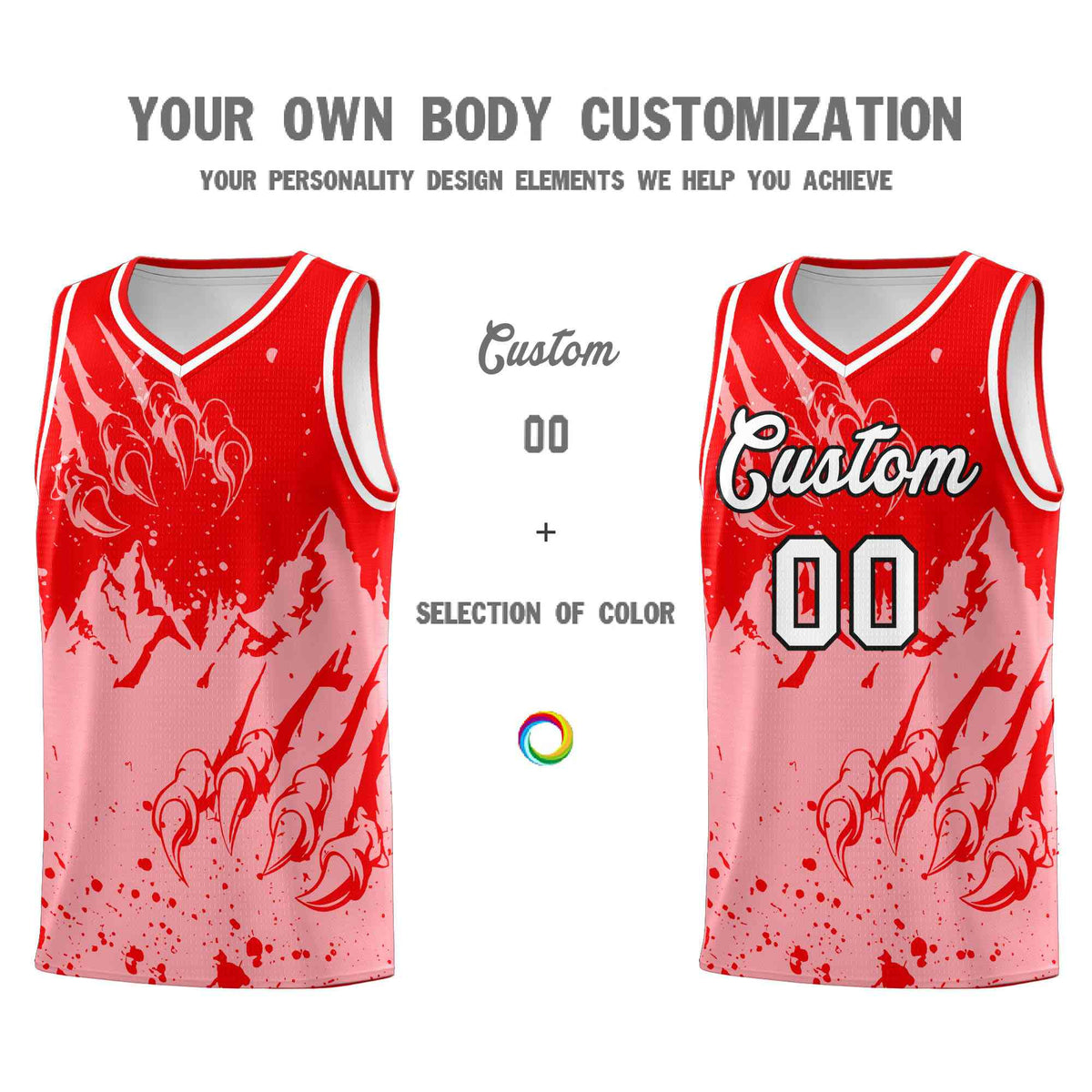 Custom Light Red Light Pink Snow Mountain Beast Pattern Sports Uniform Basketball Jersey| KXKSHOP