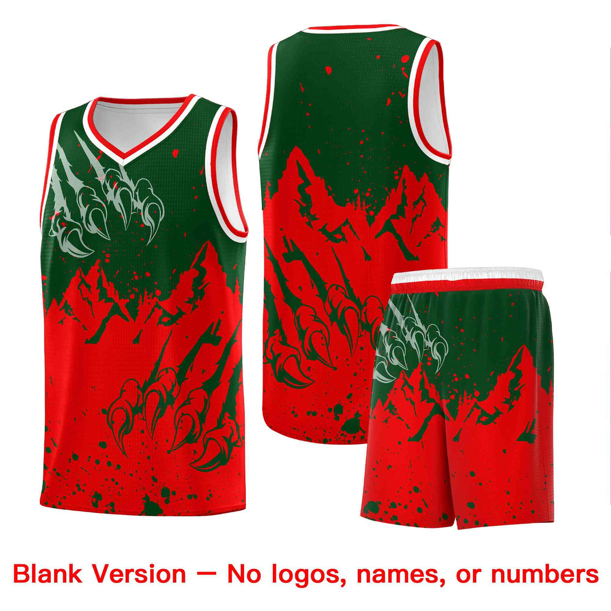 Custom Green Light Red Snow Mountain Beast Pattern Sports Uniform Basketball Jersey| KXKSHOP