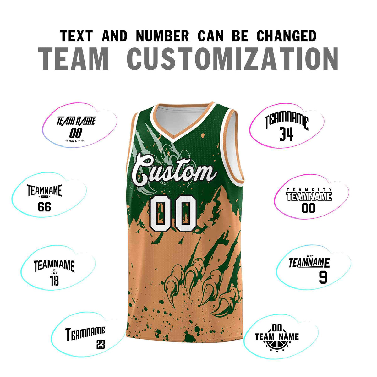 Custom Green Buckskin Brown Snow Mountain Beast Pattern Sports Uniform Basketball Jersey| KXKSHOP