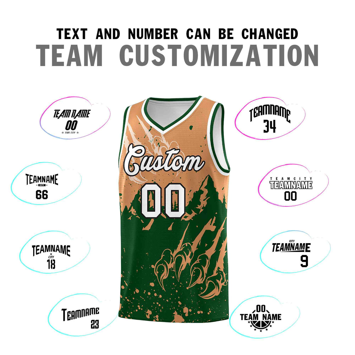 Custom Buckskin Brown Green Snow Mountain Beast Pattern Sports Uniform Basketball Jersey| KXKSHOP