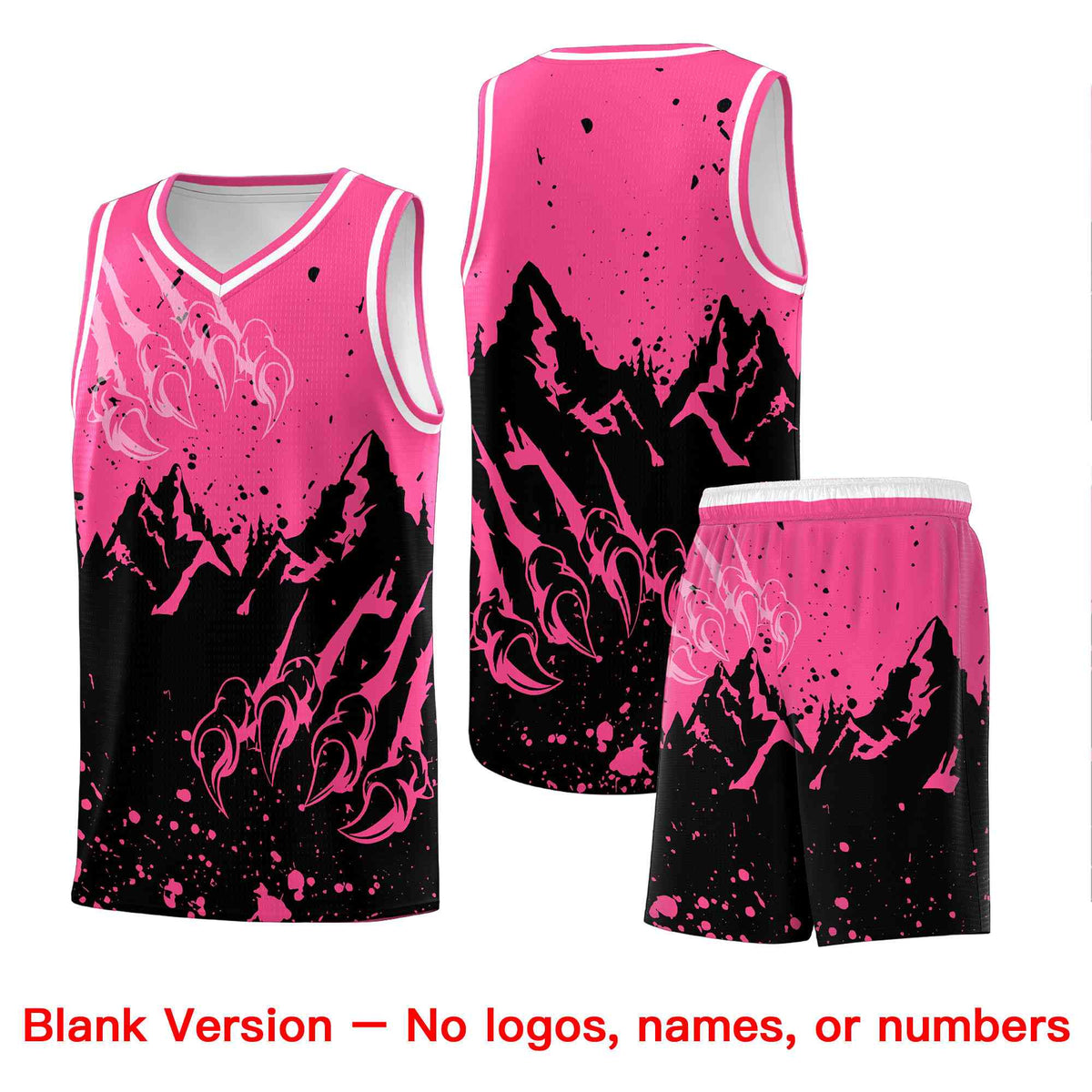 Custom Pink Black Snow Mountain Beast Pattern Sports Uniform Basketball Jersey| KXKSHOP