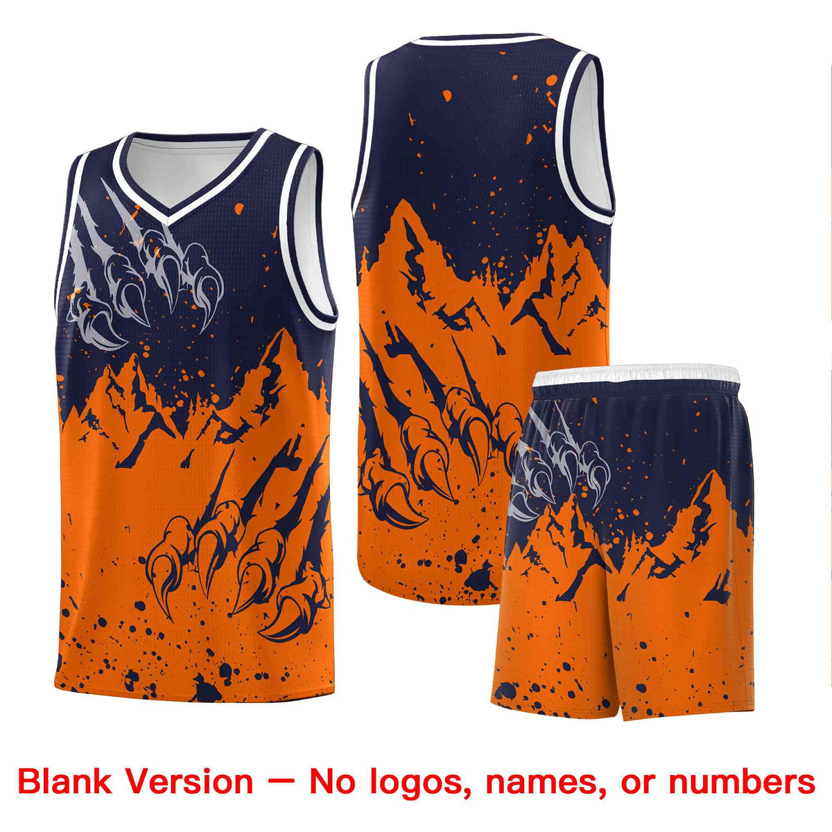 Custom Navy Orange Snow Mountain Beast Pattern Sports Uniform Basketball Jersey| KXKSHOP