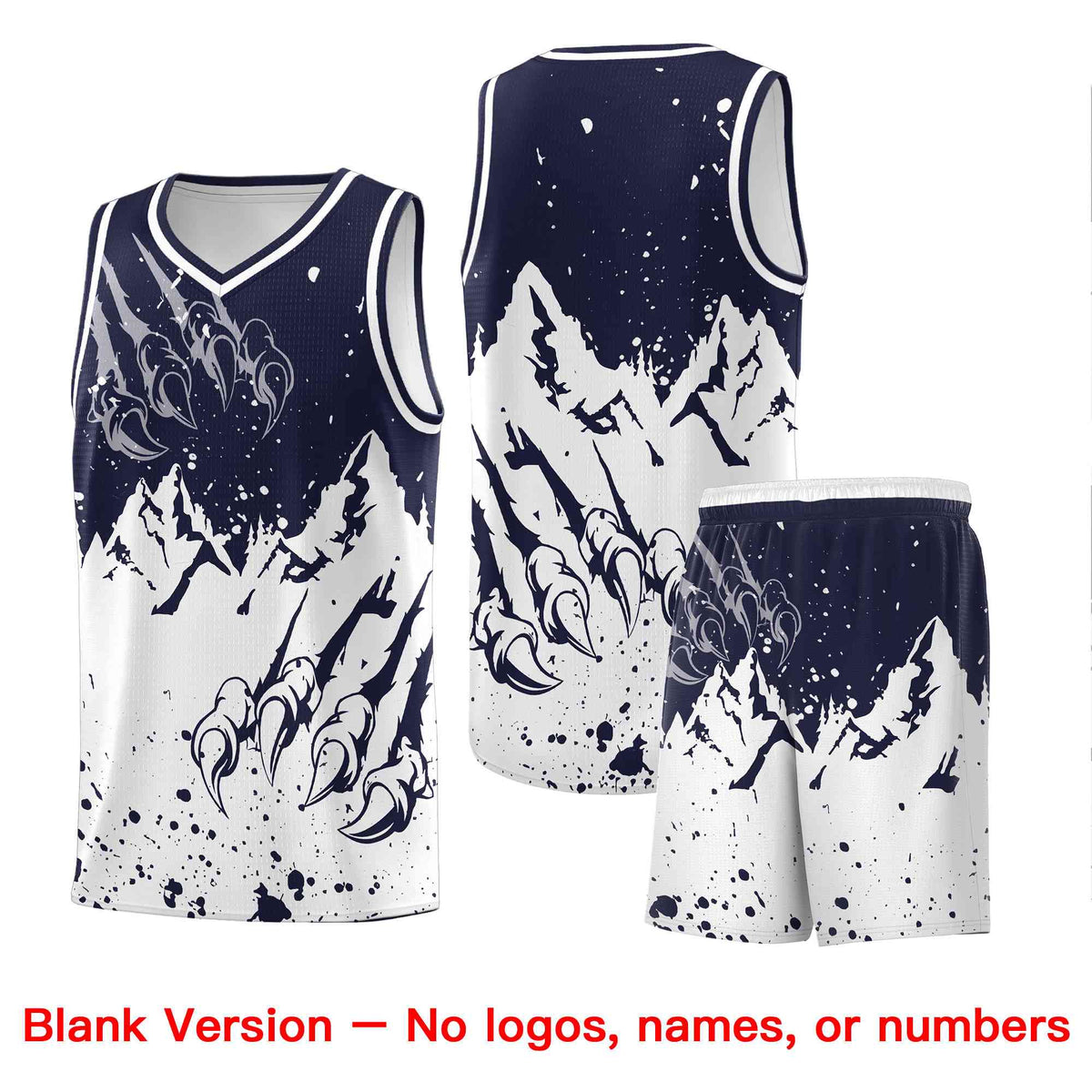 Custom Navy White Snow Mountain Beast Pattern Sports Uniform Basketball Jersey| KXKSHOP