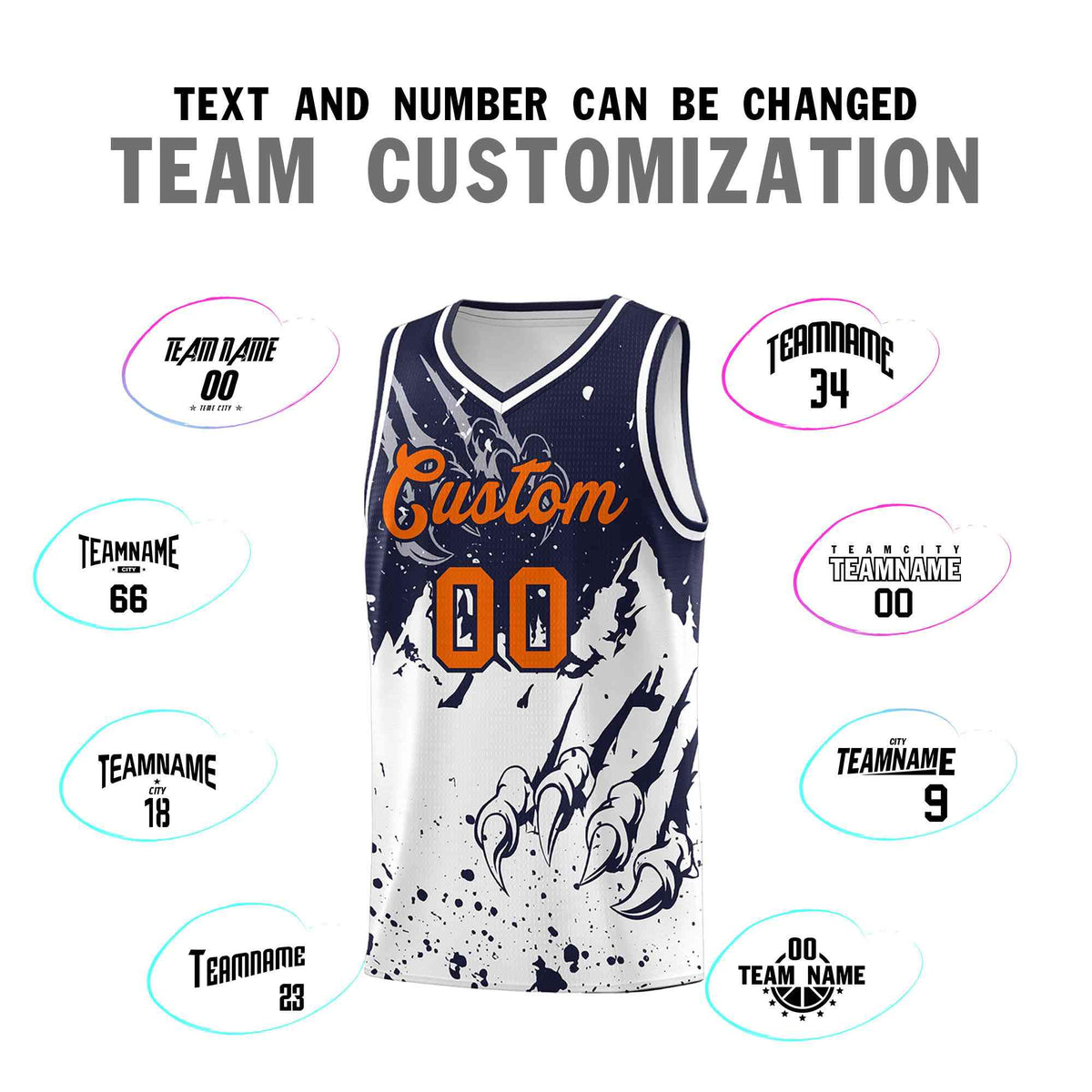 Custom Navy White Snow Mountain Beast Pattern Sports Uniform Basketball Jersey| KXKSHOP
