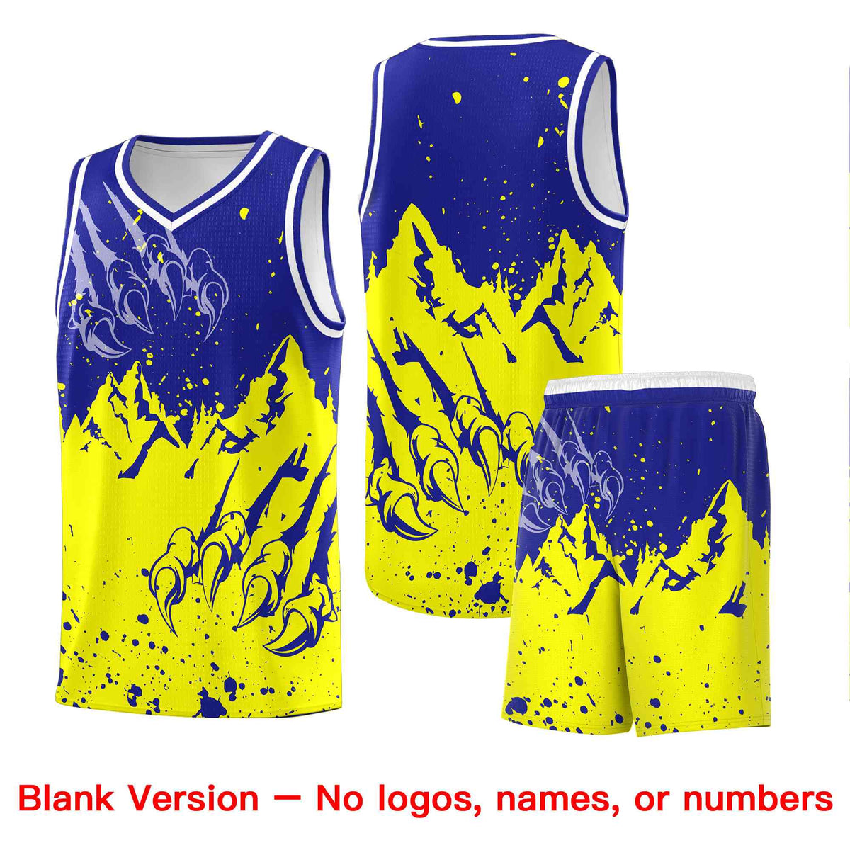 Custom Royal Fluorescent Yellow Snow Mountain Beast Pattern Sports Uniform Basketball Jersey| KXKSHOP