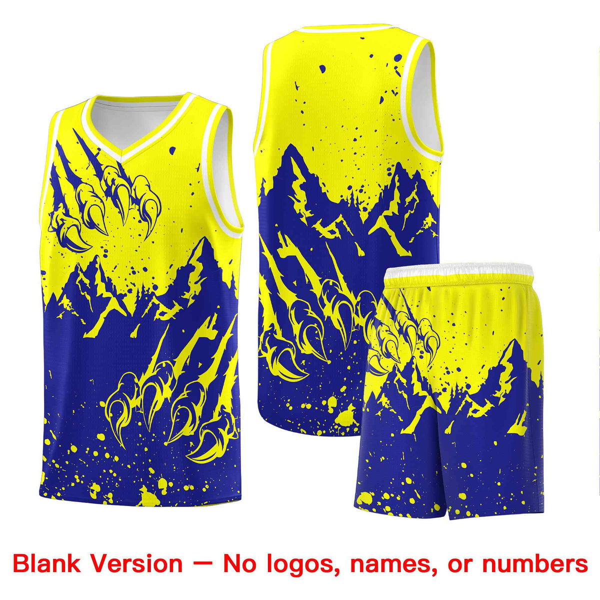 Custom Fluorescent Yellow Royal Snow Mountain Beast Pattern Sports Uniform Basketball Jersey| KXKSHOP