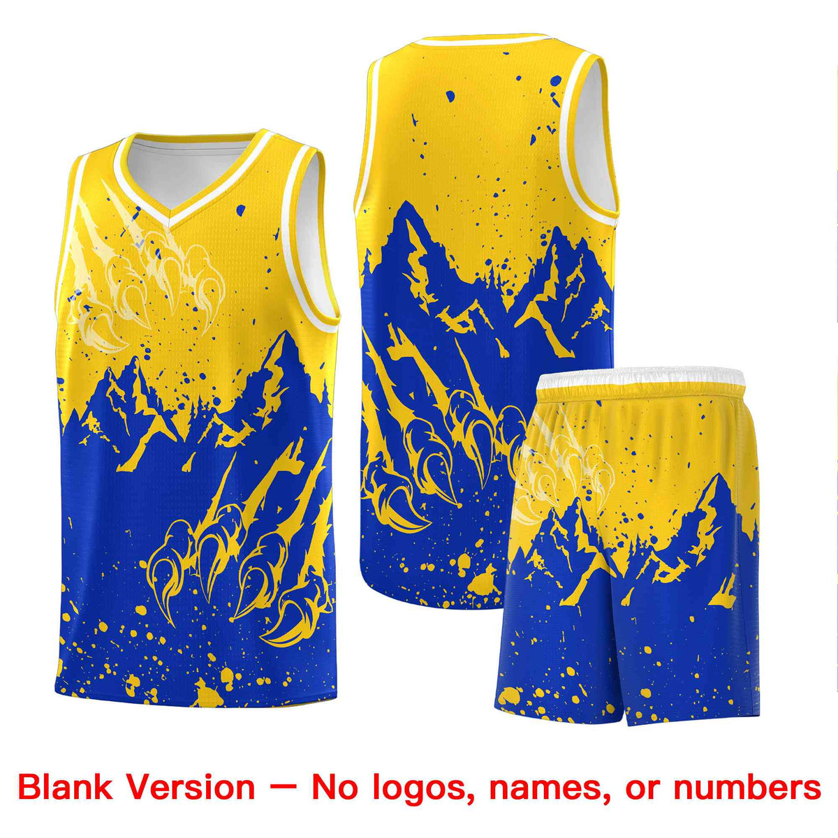 Custom Gold Royal Snow Mountain Beast Pattern Sports Uniform Basketball Jersey| KXKSHOP