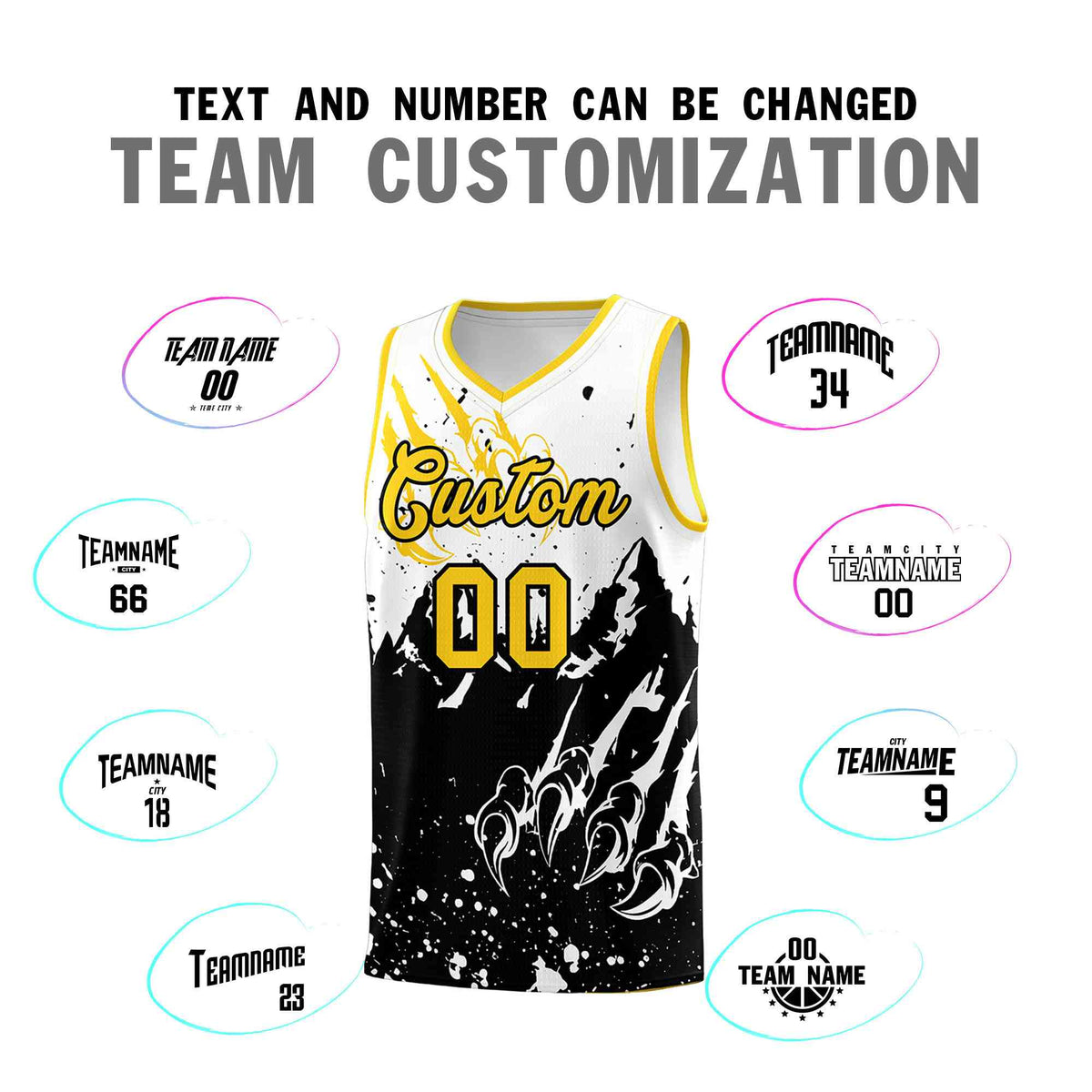 Custom White Black Snow Mountain Beast Pattern Sports Uniform Basketball Jersey| KXKSHOP