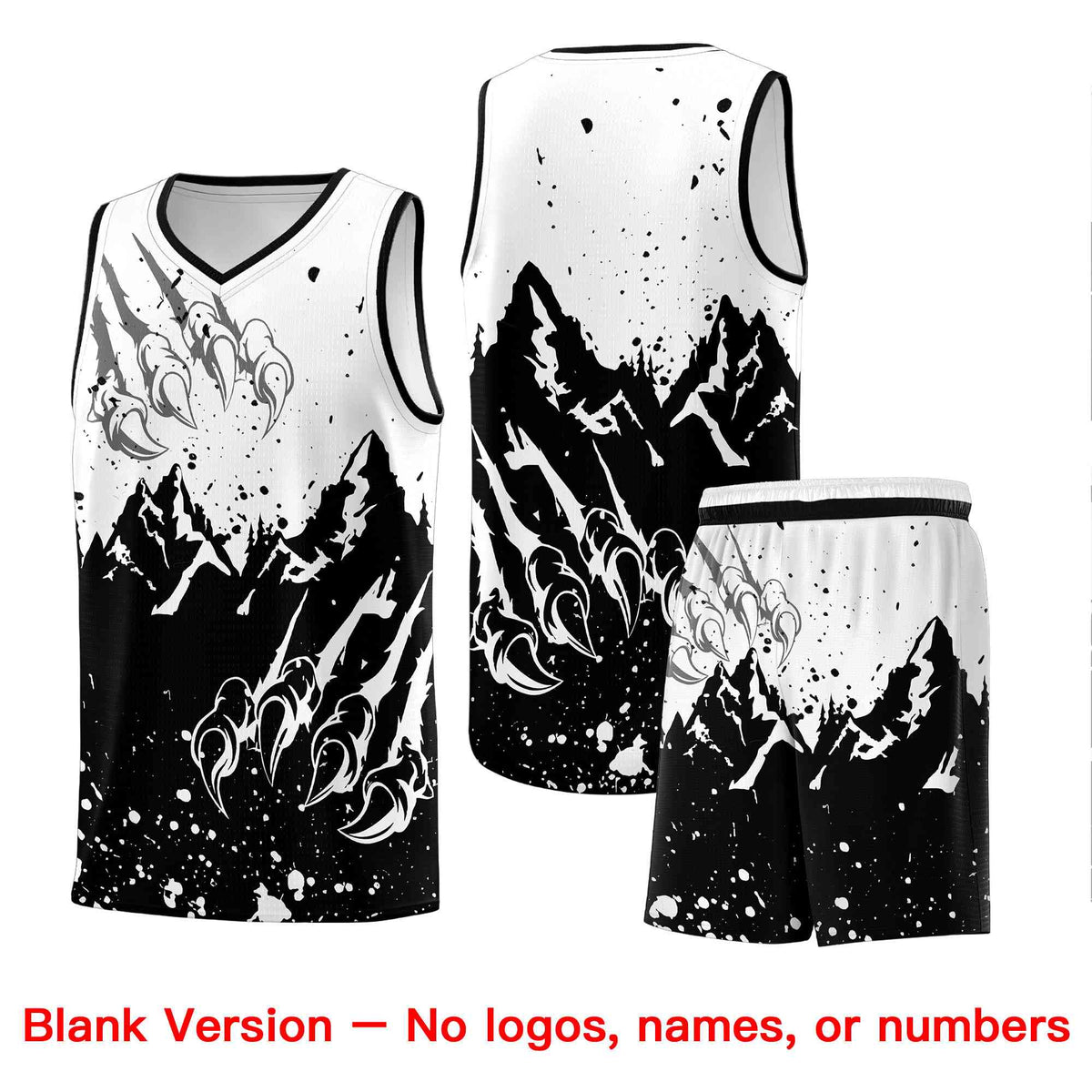 Custom White Black Snow Mountain Beast Pattern Sports Uniform Basketball Jersey| KXKSHOP