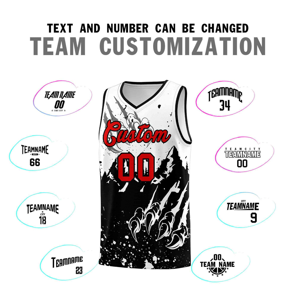 Custom White Black Snow Mountain Beast Pattern Sports Uniform Basketball Jersey| KXKSHOP