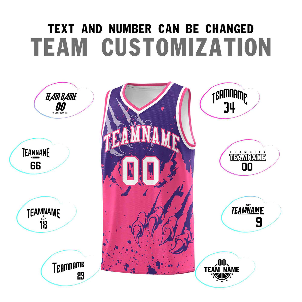 Custom Purple Pink Snow Mountain Beast Pattern Sports Uniform Basketball Jersey