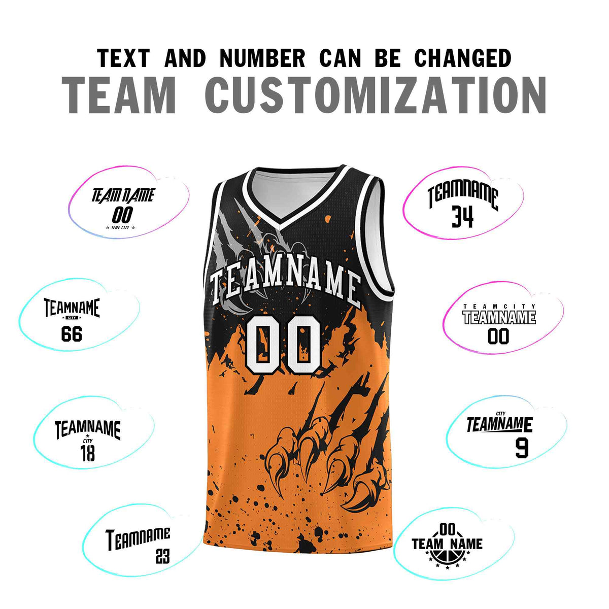 Custom Black Gold Orange Snow Mountain Beast Pattern Sports Uniform Basketball Jersey